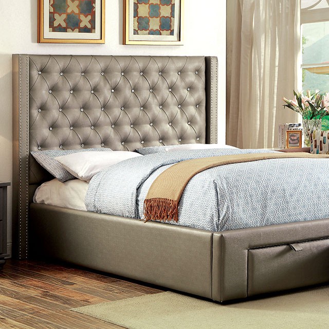 Upholstered Bed with Drawers