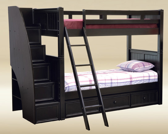 Black Bunk Bed with Stairs