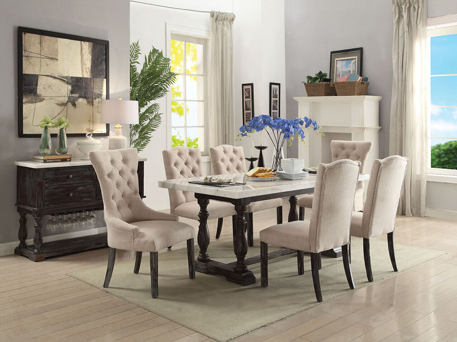 Gerardo White Marble Top Dining Set