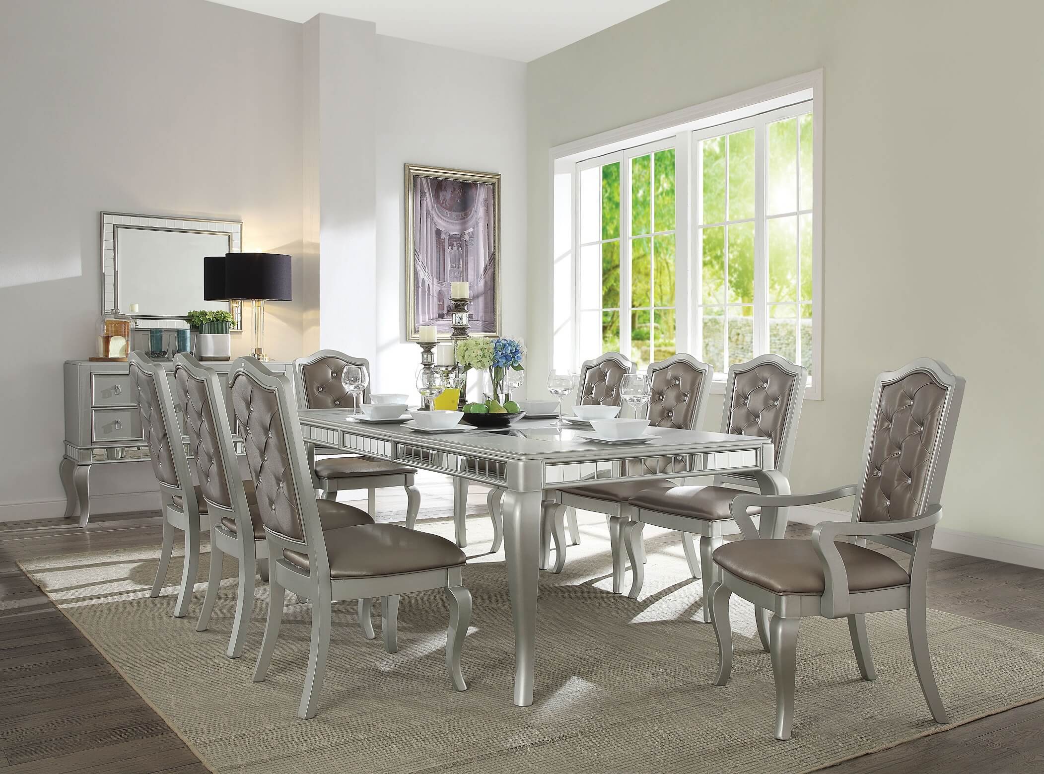 Francesca Champagne Finish 7-piece Dining Set