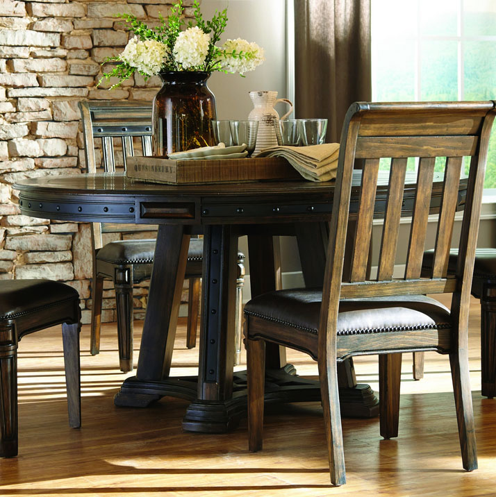 60" Carlsbad Vintage Espresso Round Dining Table Set