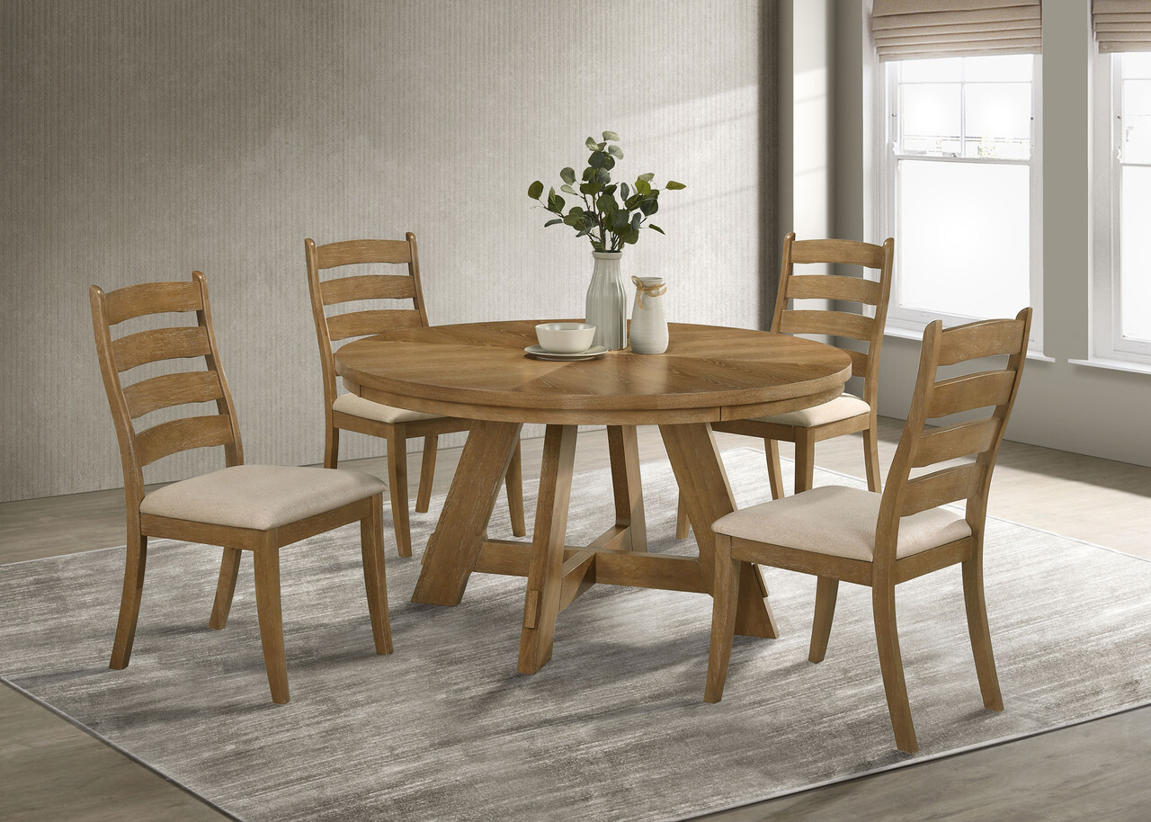 54 inch round dining table for 4 Round farmhouse dining table with upholstered chairs
