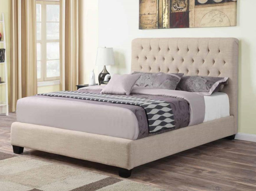 Oatmeal Linen Tufted Bed
