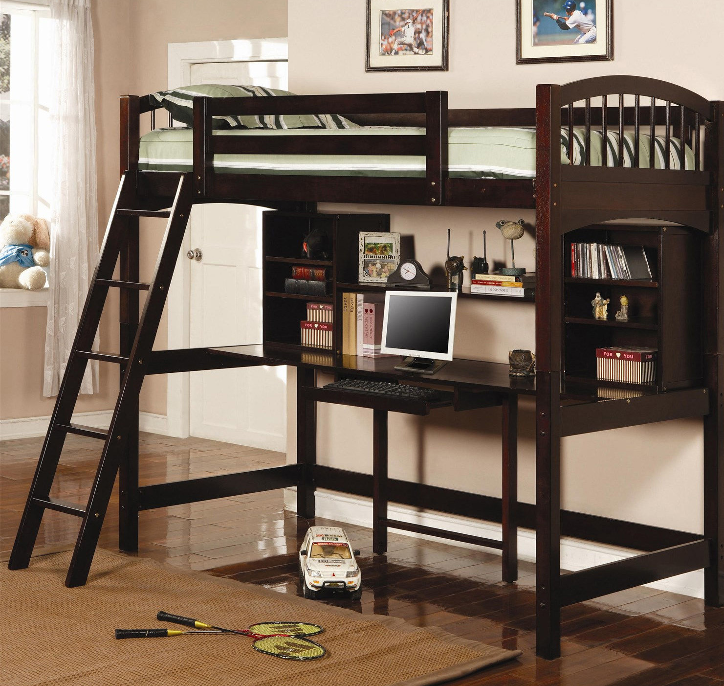 loft bed with workstation below