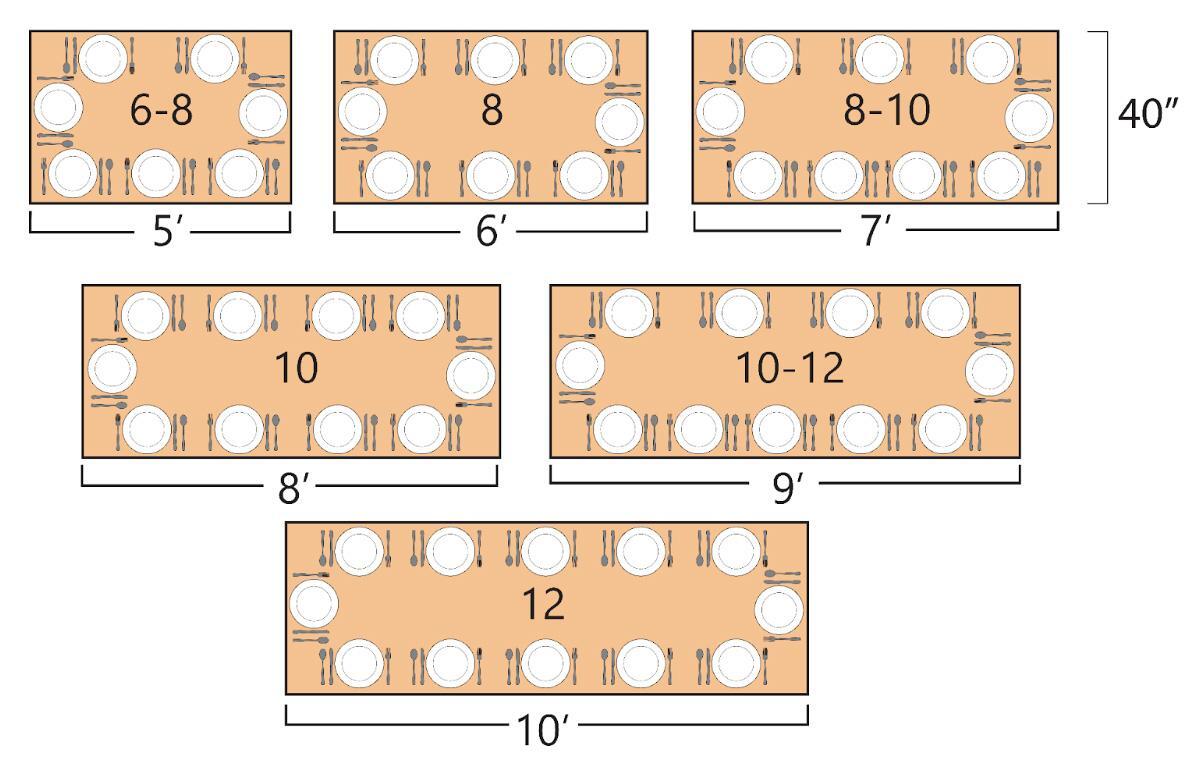 rectangular dining table layouts for 6 to 10 people in large dining rooms