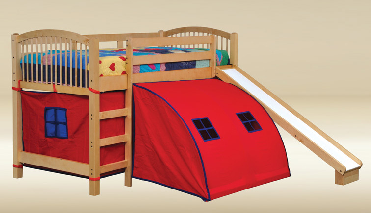 Loft Bed with Slide and Tent