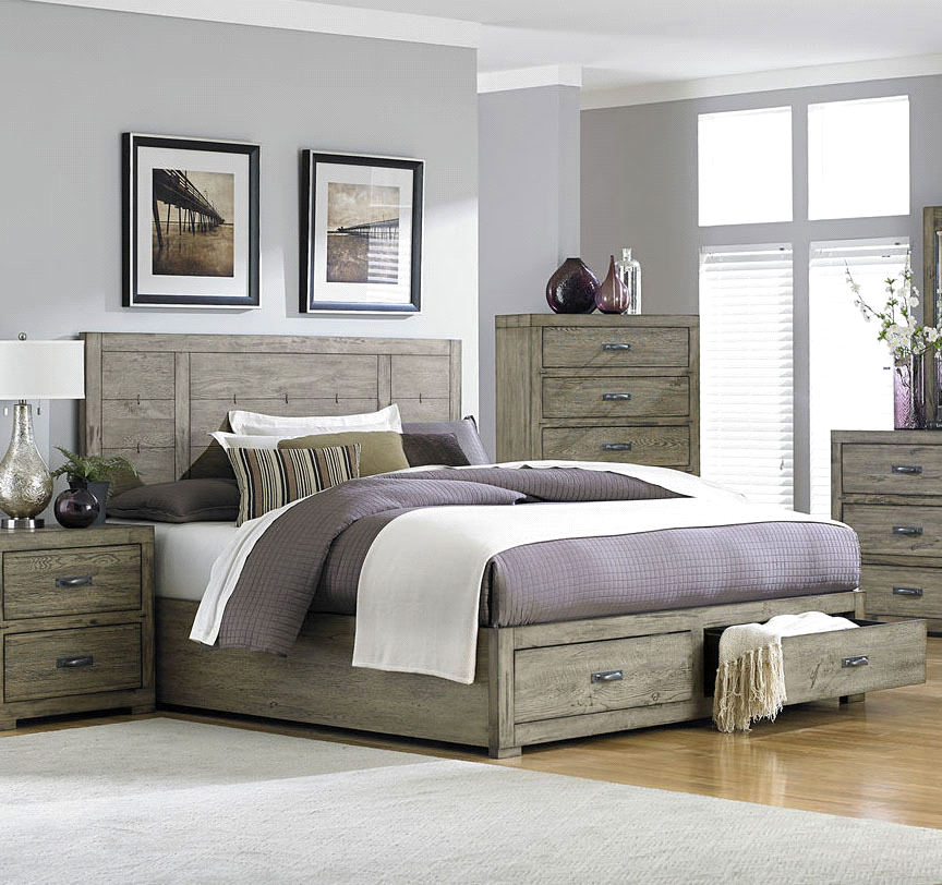 Driftwood Platform Bed with Drawers