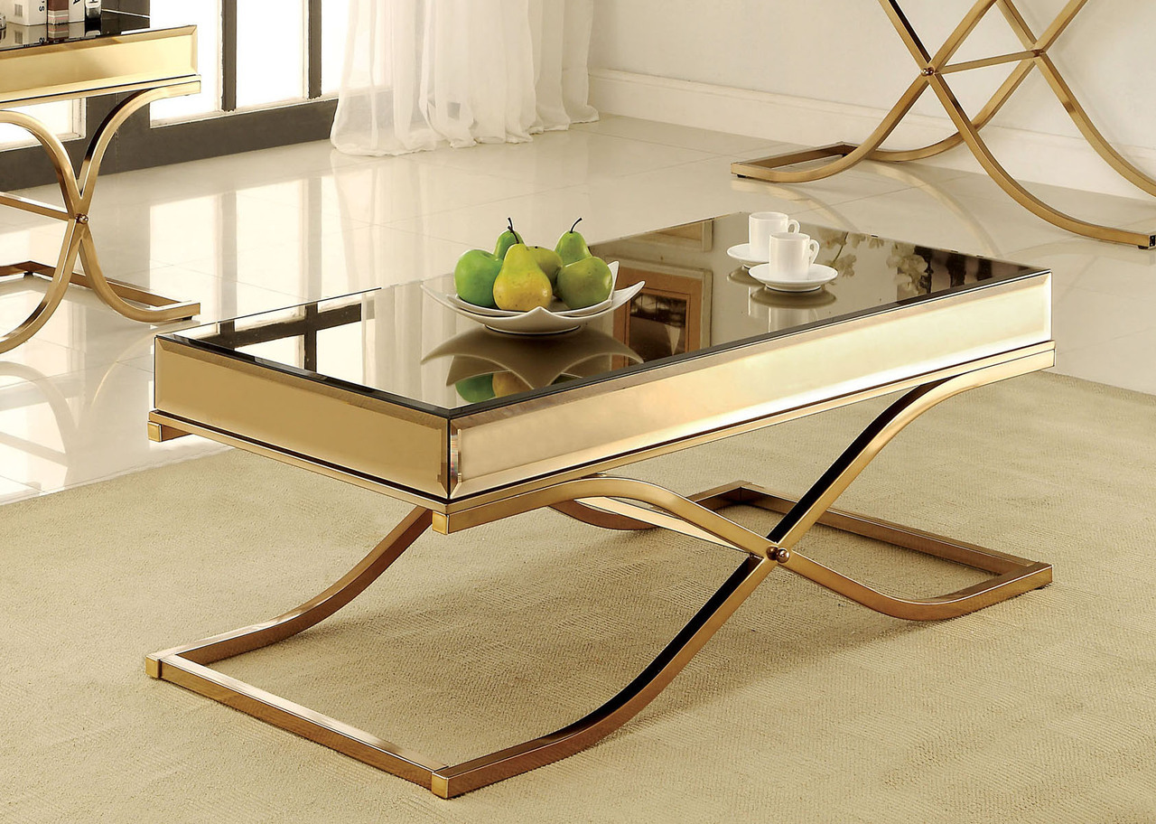 Brass Smoked Mirror Coffee Table