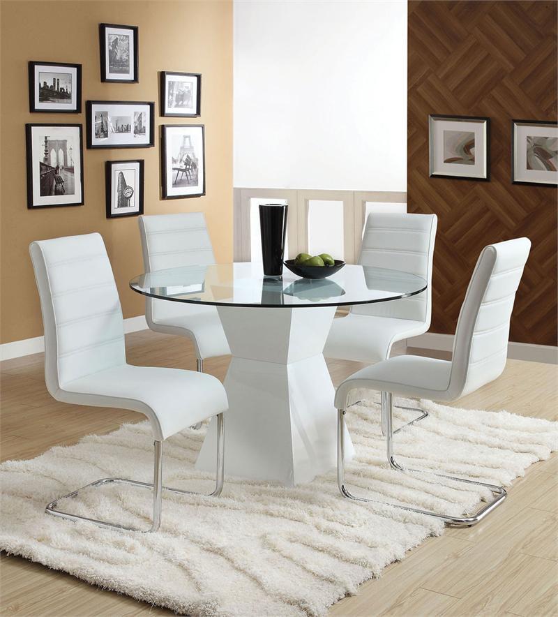 45" Round Glass White Table