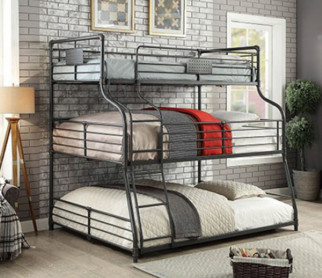 Industrial Style Bunk Beds, Queen Over Queen Metal Bunk Bed