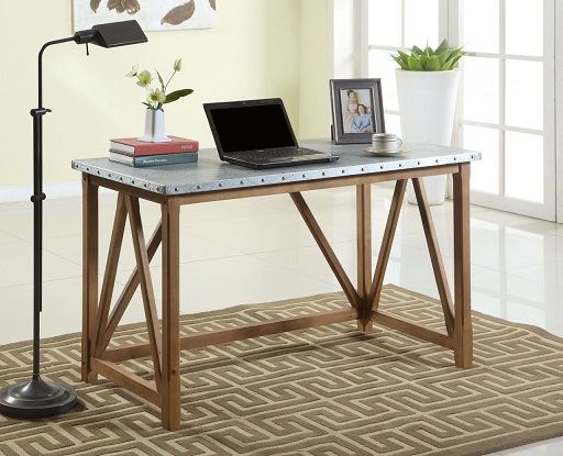 Wood Galvanized Iron Top Writing Desk