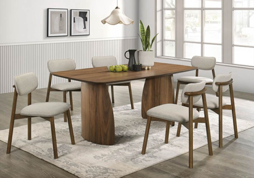 Dining Table Set for 6 Persons Charlotte Mid-Century Modern Dining Table Set