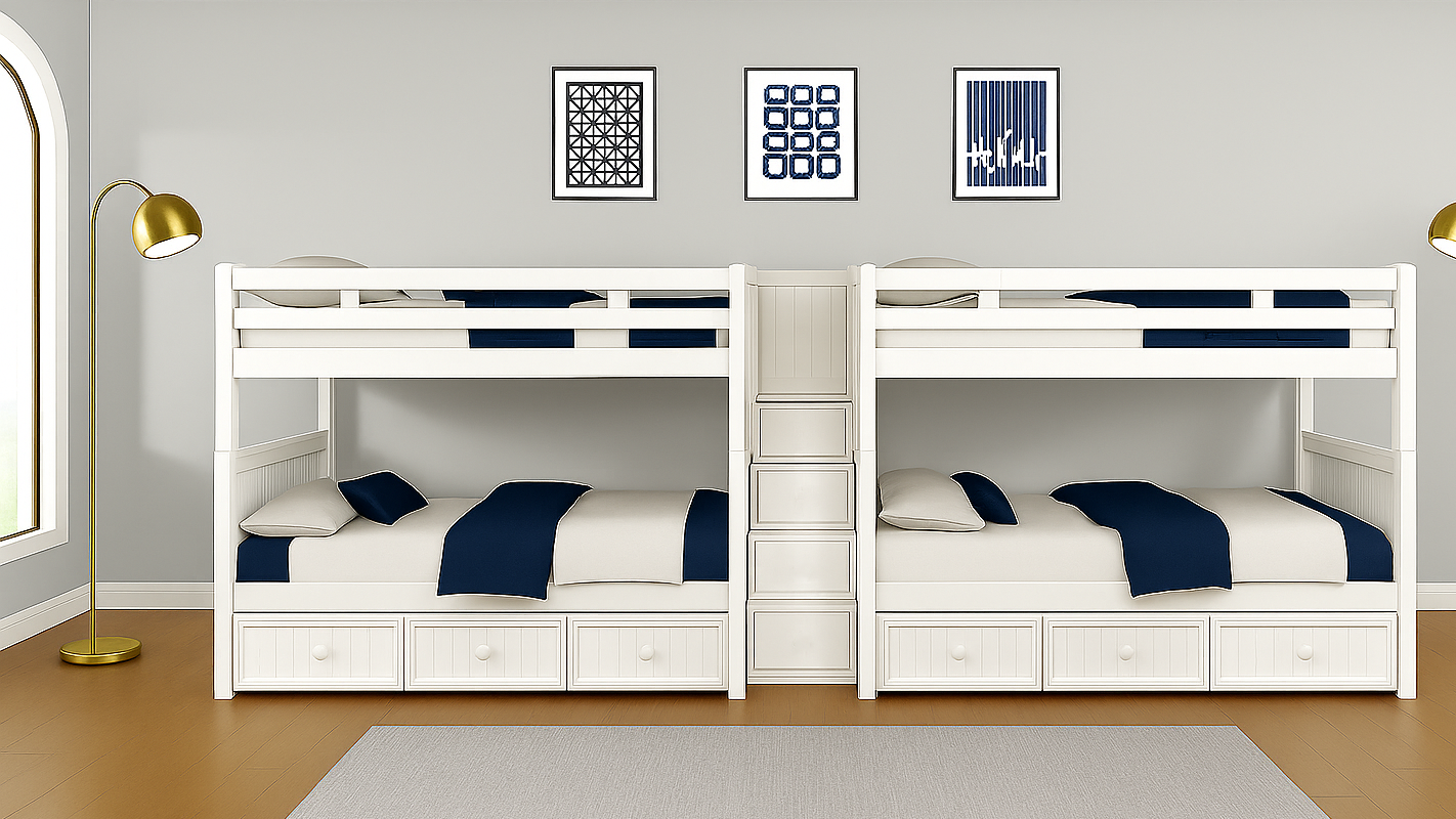 Adult Bunk Beds Dillon Quad Bunk Bed in White