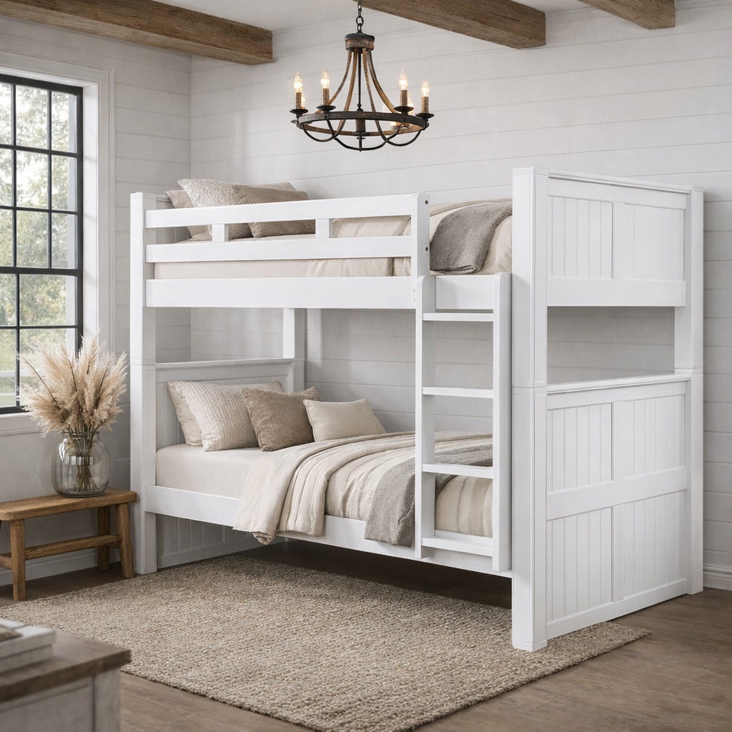 Dillon Twin XL Bunk Bed in white Twin XL Bunk Bed in White