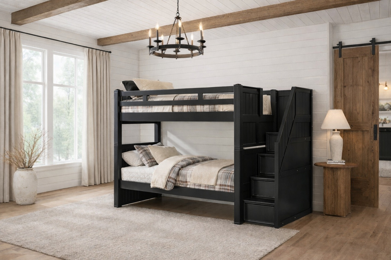 bunk bed with storage stairs