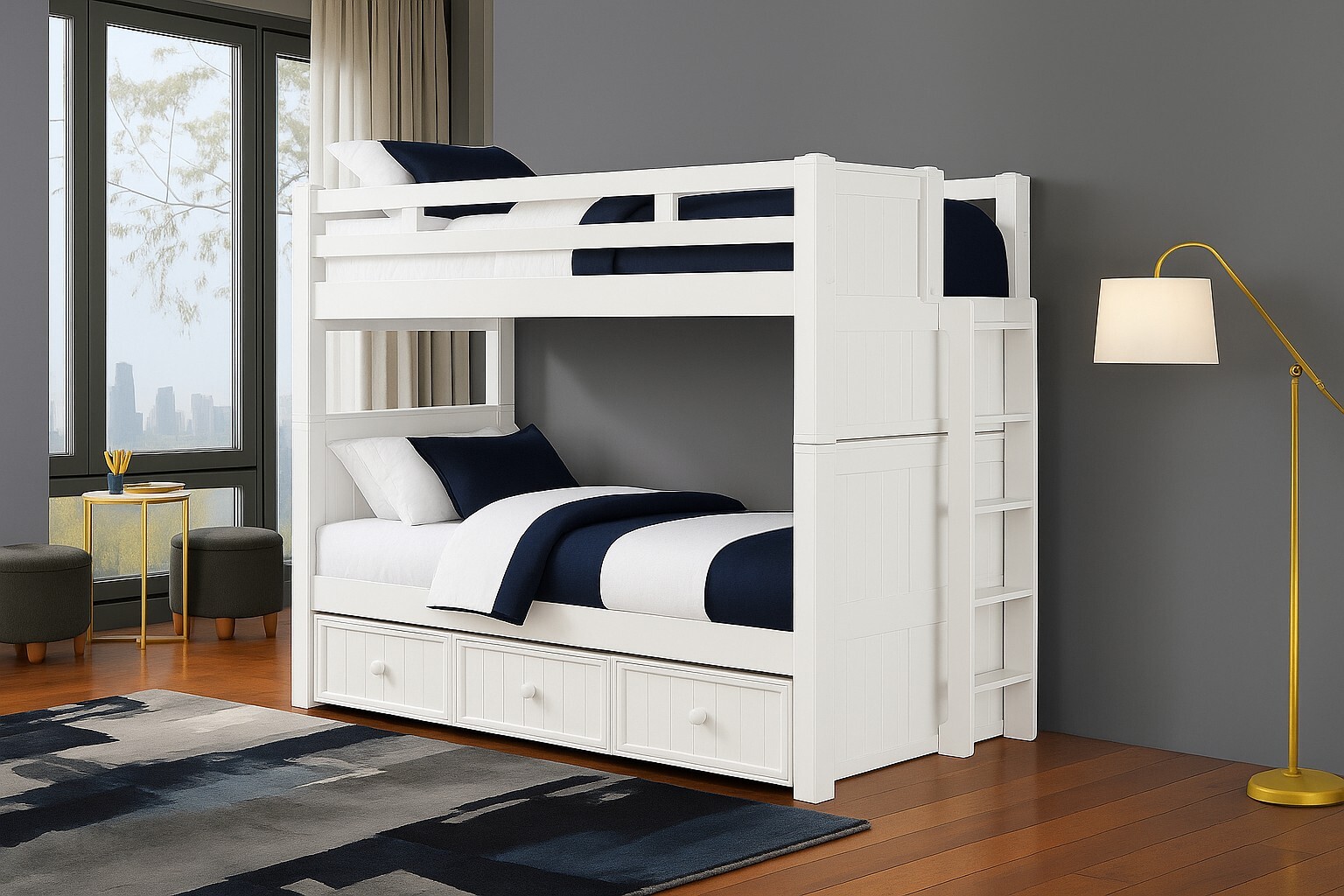 Dillon Twin XL Bunk Bed with Side Mounted Ladder