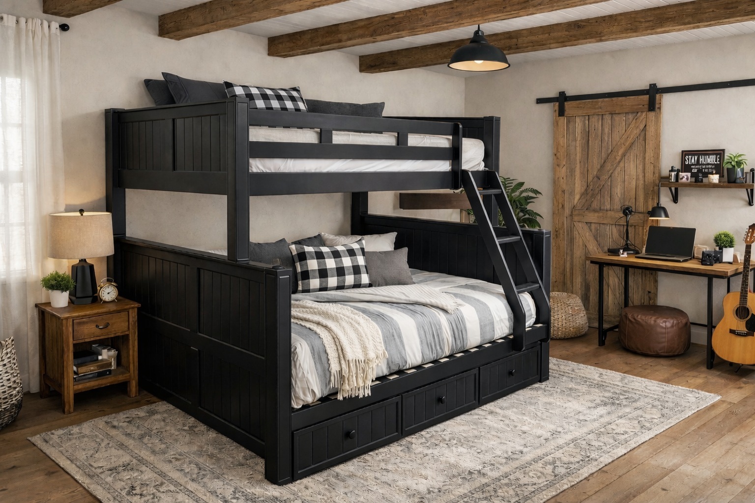 Dillon Heavy Duty Twin XL over Queen Bunk Bed Dillon Twin XL Bunk Bed in Black