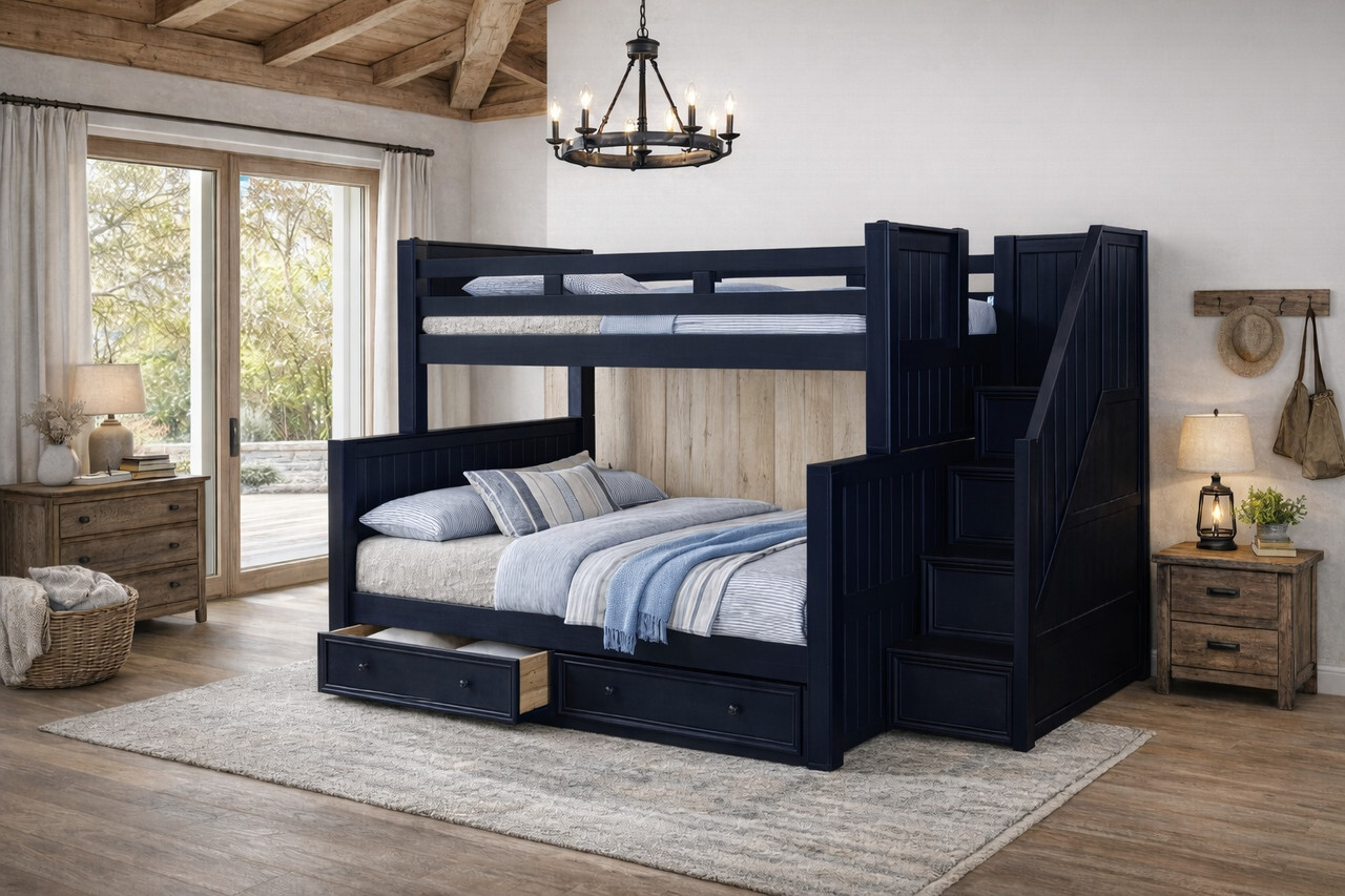 Dillon twin over full bunk bed with storage stairs