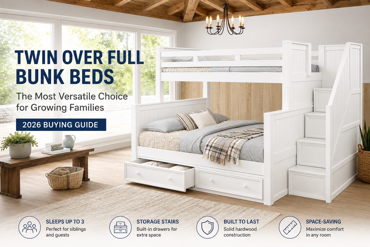 Dillon Bunk Bed with stairs Twin over full bunk beds buying guide 2026
