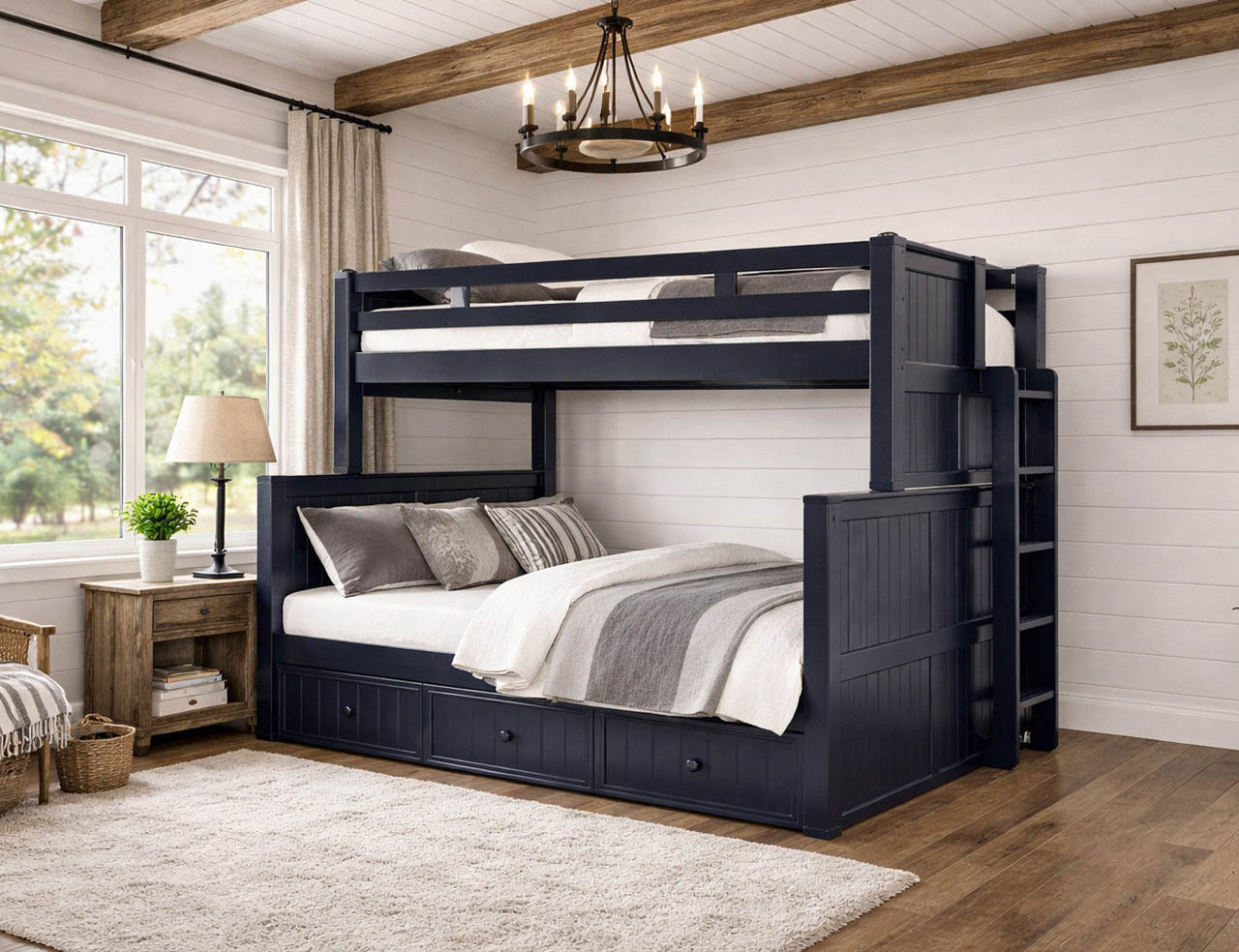 Dillon blue twin over full bunk bed for vacation homes