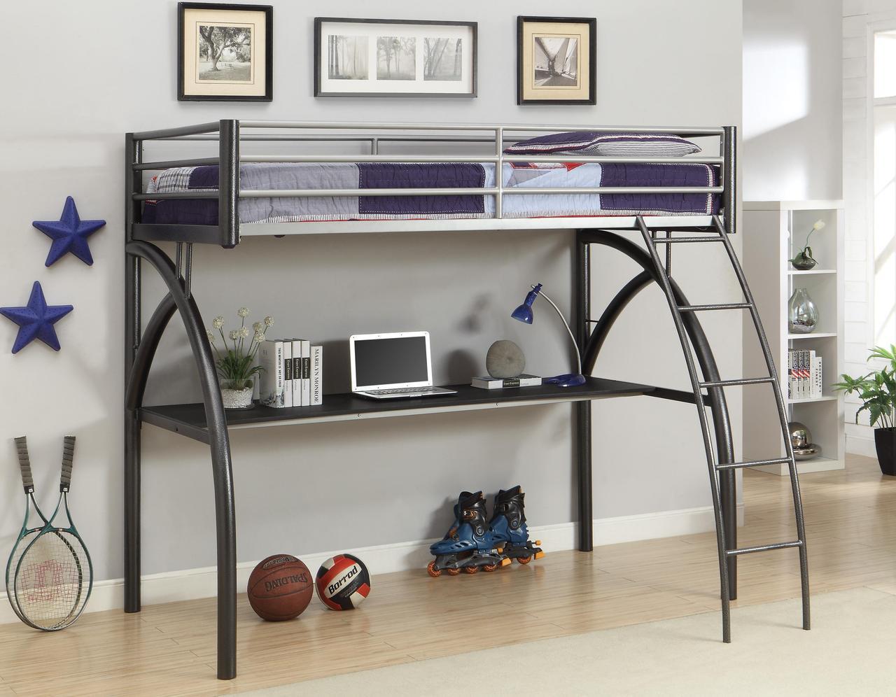 loft bed with workstation underneath