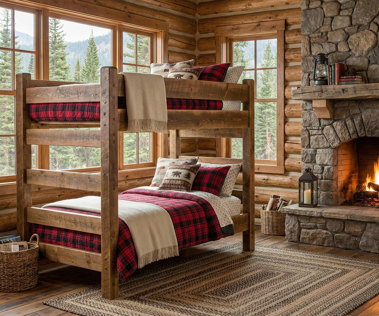 Lodge Barnwood Twin XL Bunk Bed Lodge Barnwood heavy duty twin xl bunk bed for rustic homes